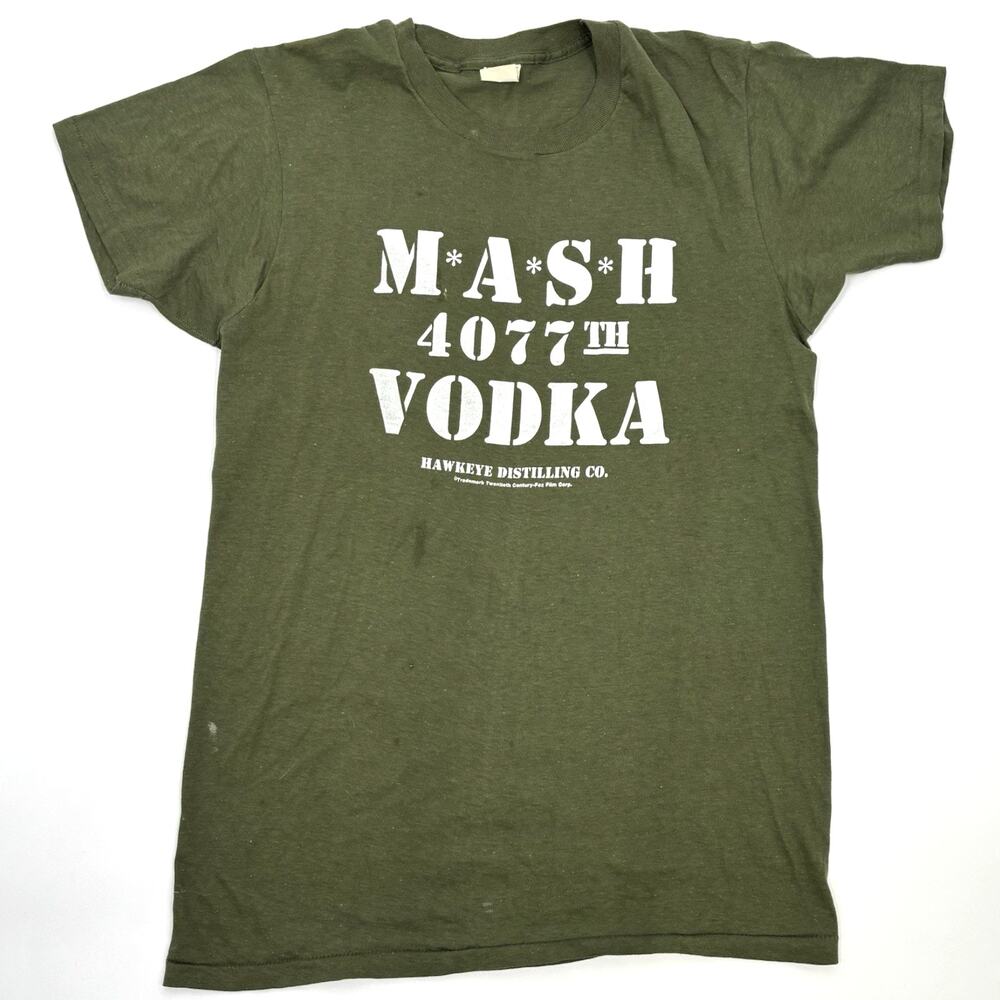 Vintage 80s MASH T Shirt 4077th Military Red Cross Army Green 1981 TV Show XL